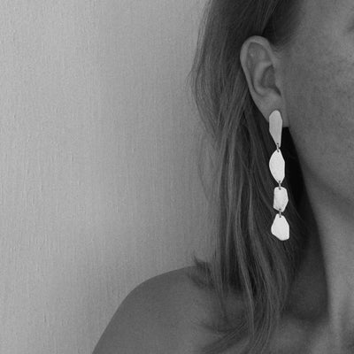 GLASS & BONE STUDS N1 - 925 SILVER