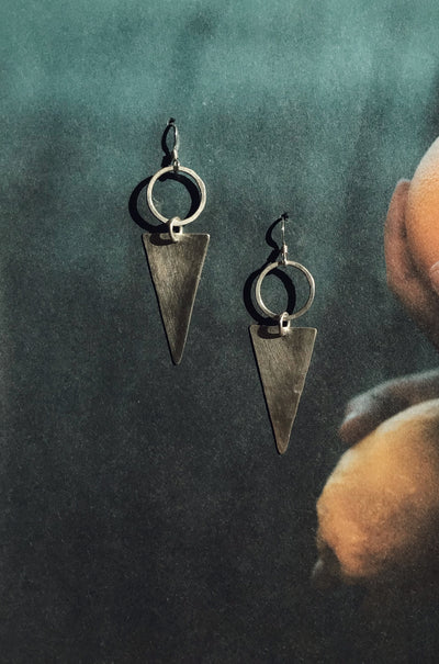 TRIANGLE & CIRCLE EARRINGS - 925 SILVER