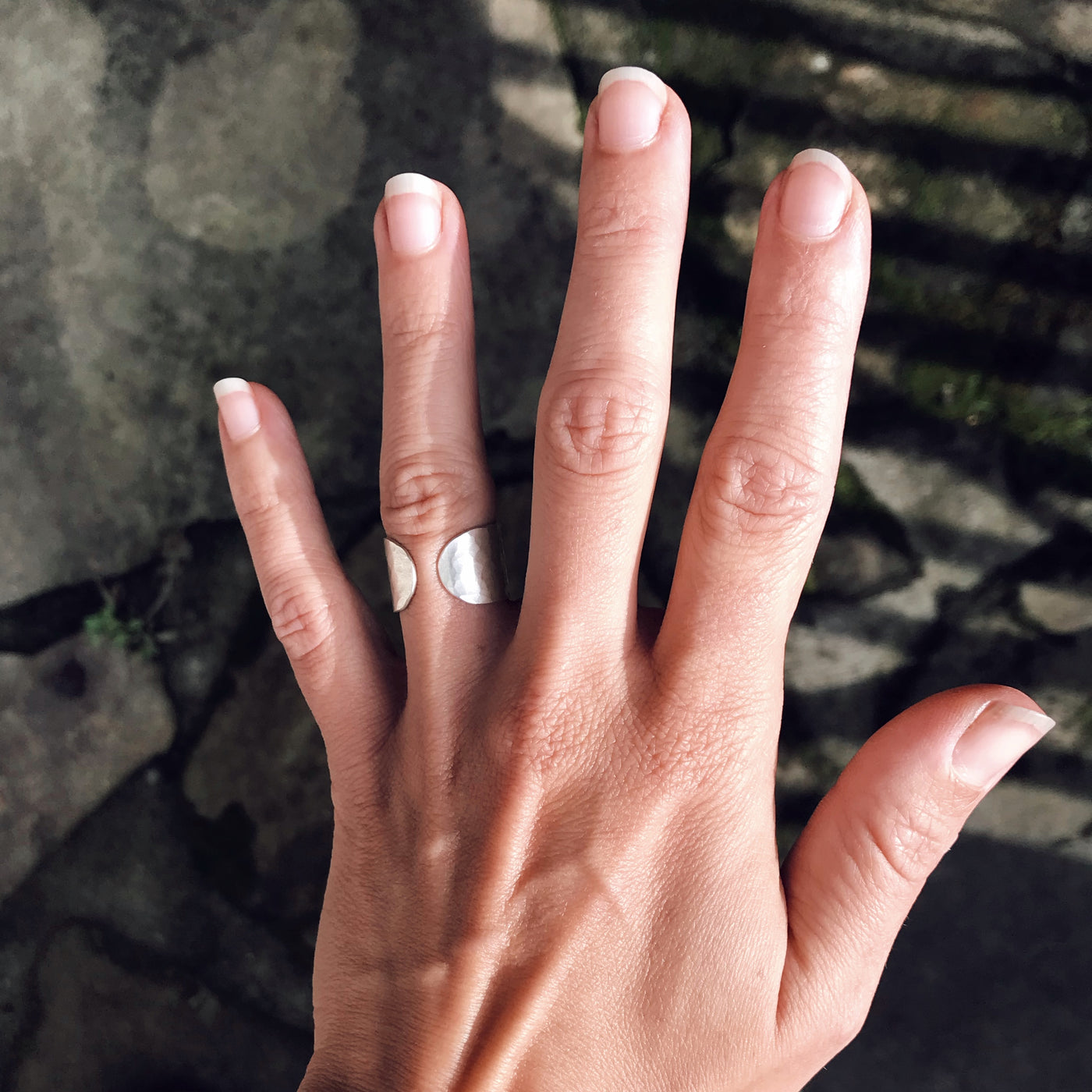OPEN BAND SILVER RING HAMMERED - 925 SILVER