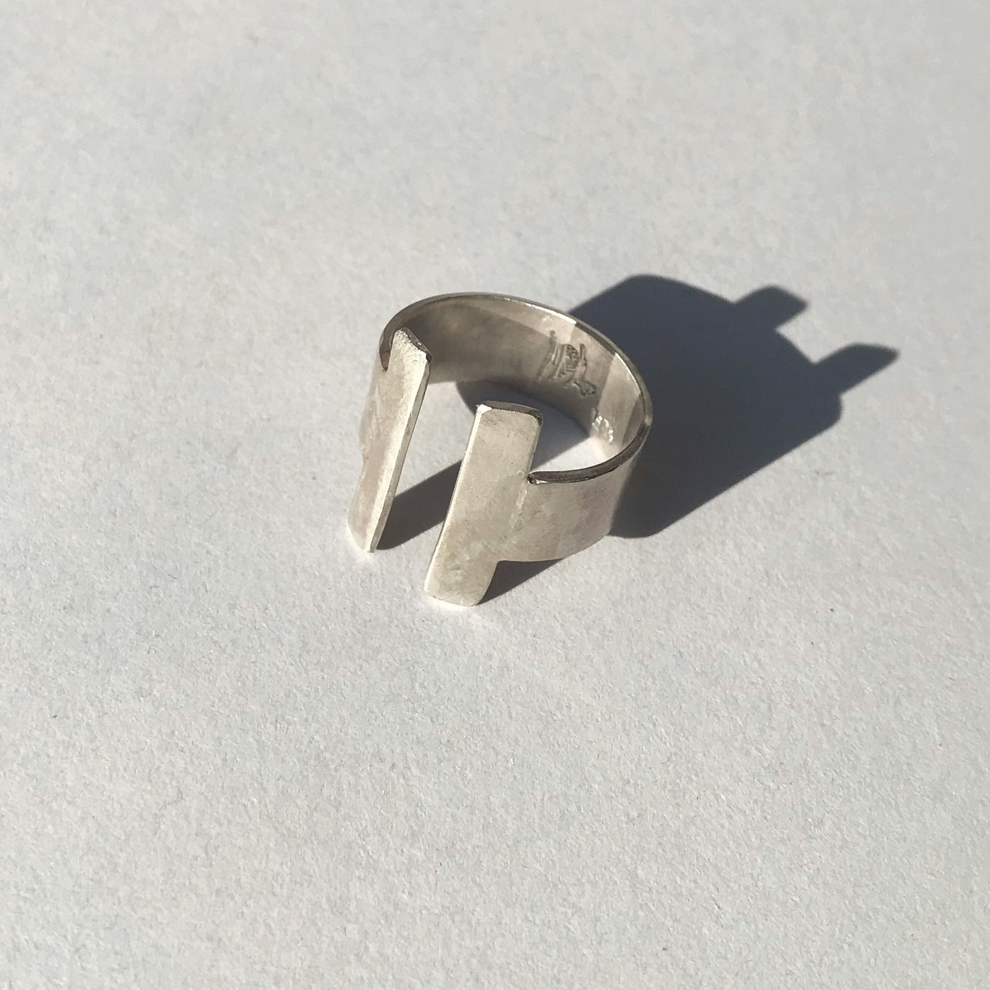 OPEN SILVER RING WITH UNEVEN BARS - 925 SILVER