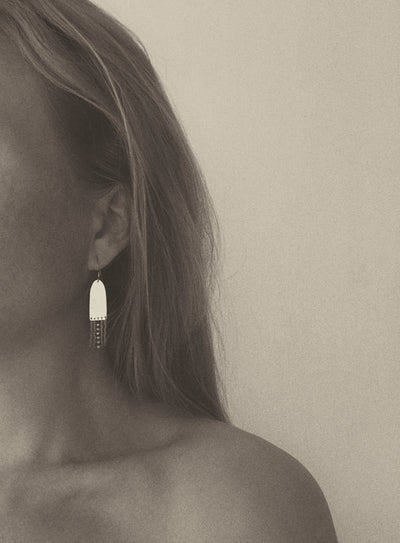 EARRINGS " SIENNA" - BRASS & GLASS
