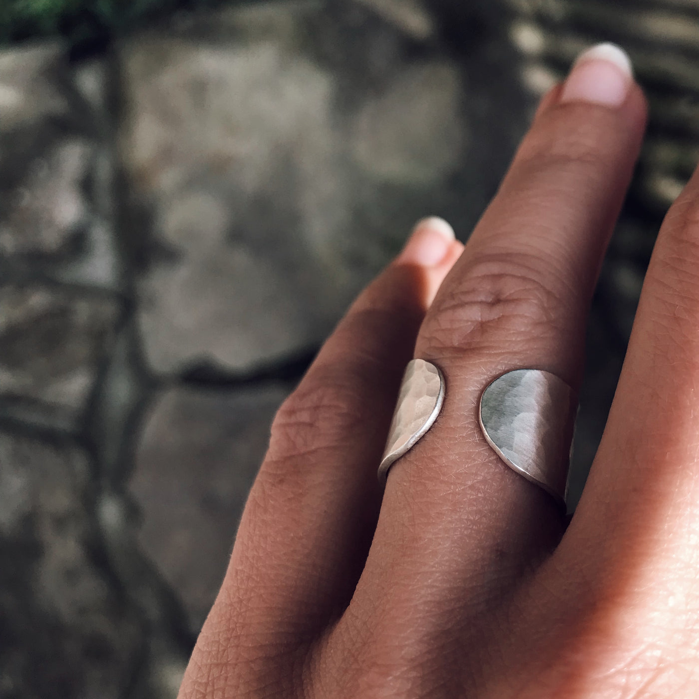 OPEN BAND SILVER RING HAMMERED - 925 SILVER