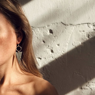 TRIANGLE & CIRCLE EARRINGS - 925 SILVER